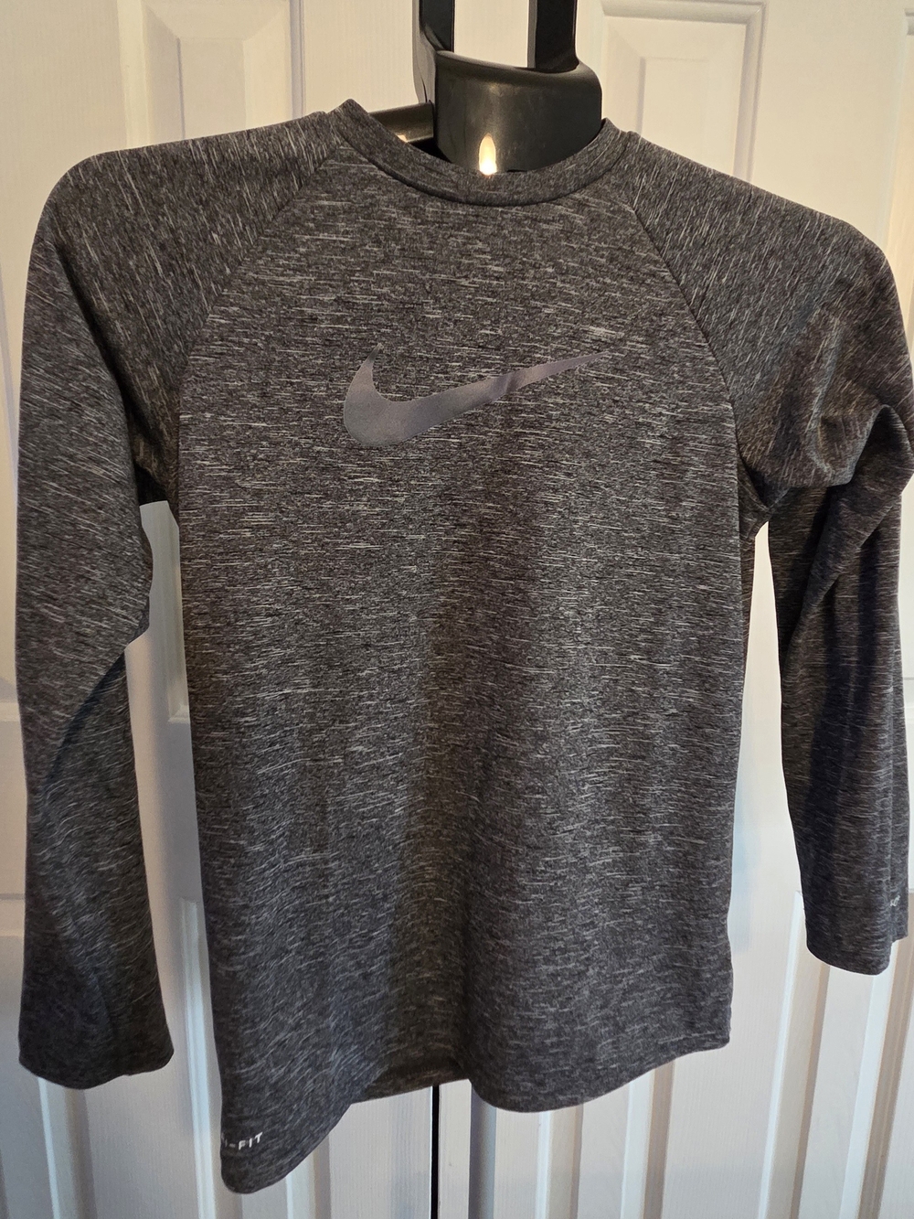 Nike Kids' Dri-FIT Long-Sleeve Heathered Gray Top